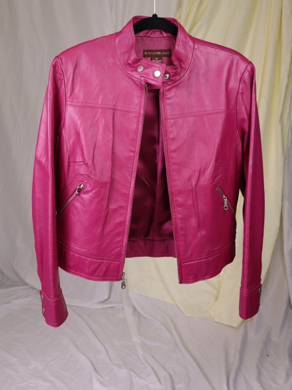 Bandolino Magenta Leather Moto Jacket - Picture 3 of 4